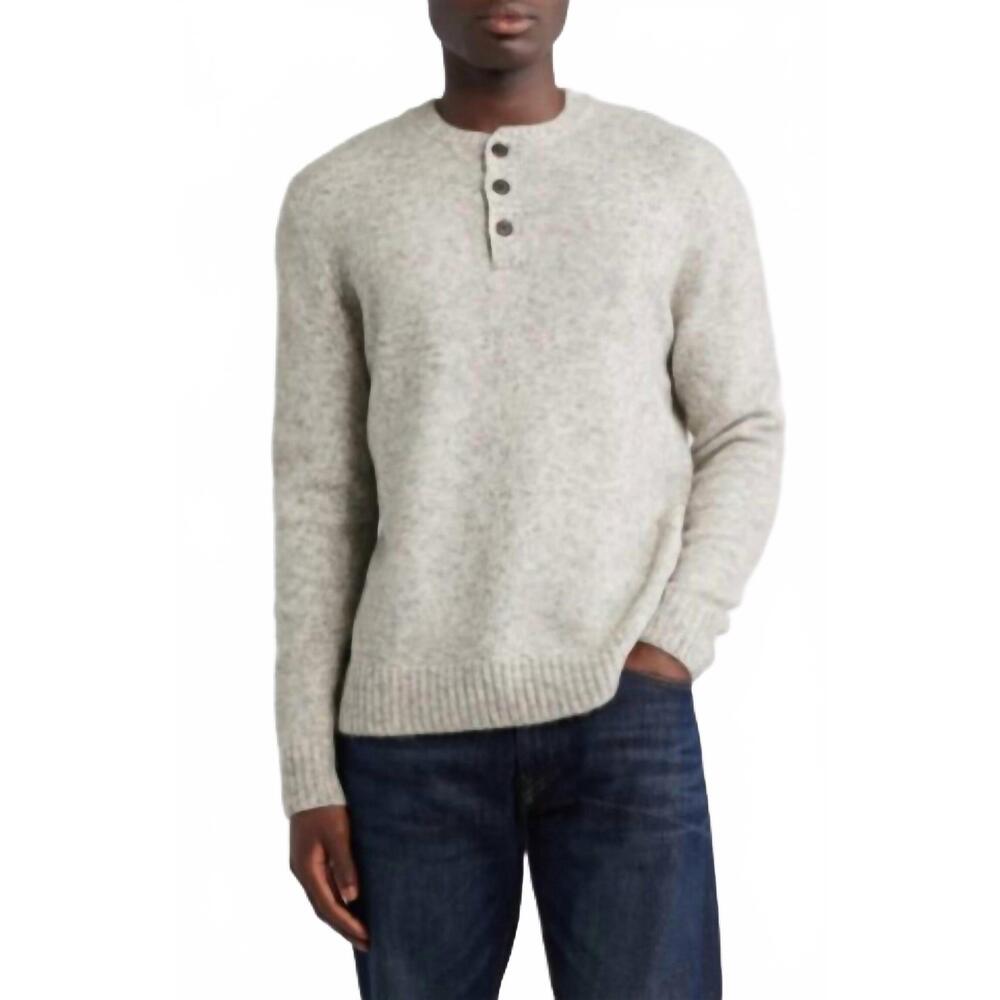 NEW SCHOTT tri-blend henley sweater in cloud grey